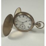 A Elgin USA Hunter gold plated presentation pocket watch with enamel dial and Roman numerals and