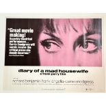 Vintage movie poster, "Diary of a Mad Housewife" printed in colours, framed. (51cmx68cm)