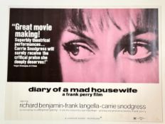 Vintage movie poster, "Diary of a Mad Housewife" printed in colours, framed. (51cmx68cm)