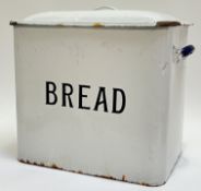 A large enamelled bread bin marked 'Bread' with twin-side handles (h- 35.5cm, w- 41cm)