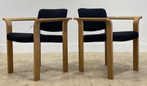 Magnus Olesen for Durup, a pair of Danish vintage oak framed chairs, with paper label under H73cm