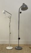 A contemporary aluminium standard lamp with adjustable shade (H150cm) together with a vintage