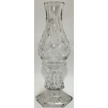 A Waterford Crystal Trinity Knot Hurricane lamp (marked verso) (h- 32cm)