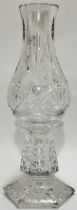 A Waterford Crystal Trinity Knot Hurricane lamp (marked verso) (h- 32cm)
