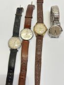 A collection of Vintage Gentleman's wrist watches including stainless steel Time manual wind