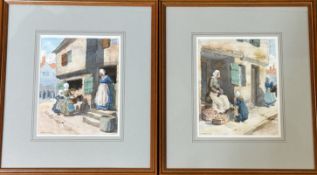 Two works by Grainger Smith, The Inspection (24.5cmx20cm) and the Corner Shop (25.5cmx20cm), both