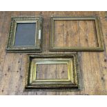 A trio of gilt composition frames, largest 58cmx74cm, smallest 47cmx67cm. (a/f) (3)