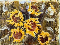 June Berry-Wightman (Contemporary), Study of Sunflowers, signed, acrylic, framed. (34cmx45cm)
