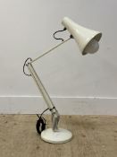 A Vintage angle poise type lamp with a conical shade and finished in white H85cm