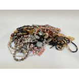 A large collection of bead necklaces including pate pearls, Murno style bead necklace, cultured