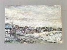 G.D.Seaton, North Berwick town scene, watercolour and pen, signed and titled in pencil, in a