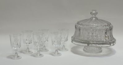 A set of six wine rummer glasses with arrowhead etched decoration (h-15.5cm) and a Argyle Fine Cut