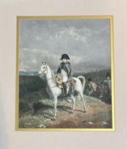 A coloured print of Napoleon Bonaparte 1814 campaign print (after) Meissonier, in a gilt frame. (