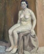 Unknown artist, study of a nude lady, verso study of a nude man, oil on canvas. (small pierce to