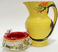A Burslem Burleigh Ware dragon handled jug (marked verso) (h- 20cm, w- 17cm), together with a