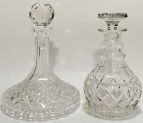 A cut crystal glass ships decanter (h- 25cm, w- 19cm), together with a Stuart England cut crystal
