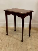 An early 20th centruy oak and mahogany side table, the inlaid top raised on square tapered