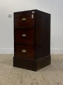 A Victorian stained pine pedestal chest, fitted with three drawers above a skirted base H92cm,