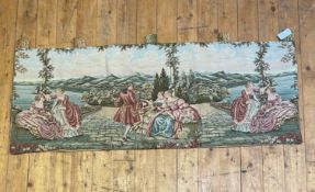 A French style wall hanging tapestry of 17th century design, depicting figures in period dress