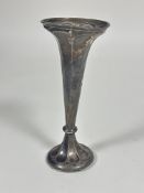 A Edwardian Birmingham silver fluted tapered flower tube raised on circular weighted base, (H x