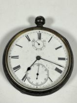 A London silver cased open face pocket watch by W Bell of 49 Albion Street Leeds No 54190, the white