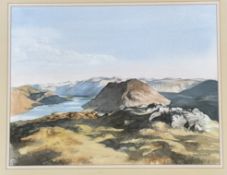 Malcolm Whittley (British), hill and lake scene watercolour on paper, signed bottom right, dated