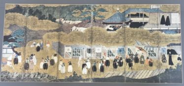 A modern print of a screen print by an Anonymous Japanese Artist, Portuguese visitors arriving in
