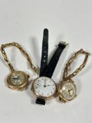 A collection of two 9ct gold Lady's gold wrist watches, one with 9ct gold bracelet a/f, 34.4g and