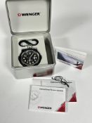 A Swiss Wenger Renata 399 Travelling pocket Alarm watch, with tag, instructions, and box in unused