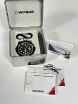 A Swiss Wenger Renata 399 Travelling pocket Alarm watch, with tag, instructions, and box in unused
