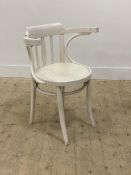 An early 20th century white painted Thonet style desk chair H77cm