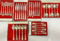 Six boxes of Arthur Price Country Plate cutlery comprising six soup spoons, five dessert spoons (one