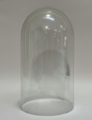 A large glass dome top. (h-39cm w-21cm) (chips to base)