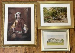 A mixed group of works comprising R.Hasson, Flower Girl, signed and dated 96 bottom left (