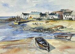 John Forgan, Portmahomack Easter Pass, mixed media, signed bottom left, artist label verso, in a