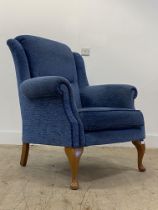 A traditional wingback chair