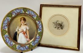 A Viennese gilt and enamelled porcelain Dedetzuch Descmutzt plate with Wagner style portrait of a la