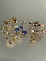 A pair of 9ct gold Lapis Lazuli set drop earrings and collection of various pairs of gilt metal