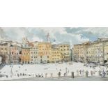 Gregor Holstead, Piazza Del Campo, Siena, watercolour, signed and dated 92 bottom right, artist