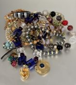 Property of the late Countess Haig: A large collection of costume jewellery including bead