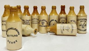 A group of treacle/salt glazed stoneware bottles from the island of Ireland, Derry/Londonderry, Ball
