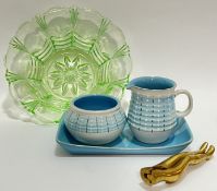 A mixed lot comprising a group of 1950s Denby items comprising a milk jug and sugar bowl (Burlington
