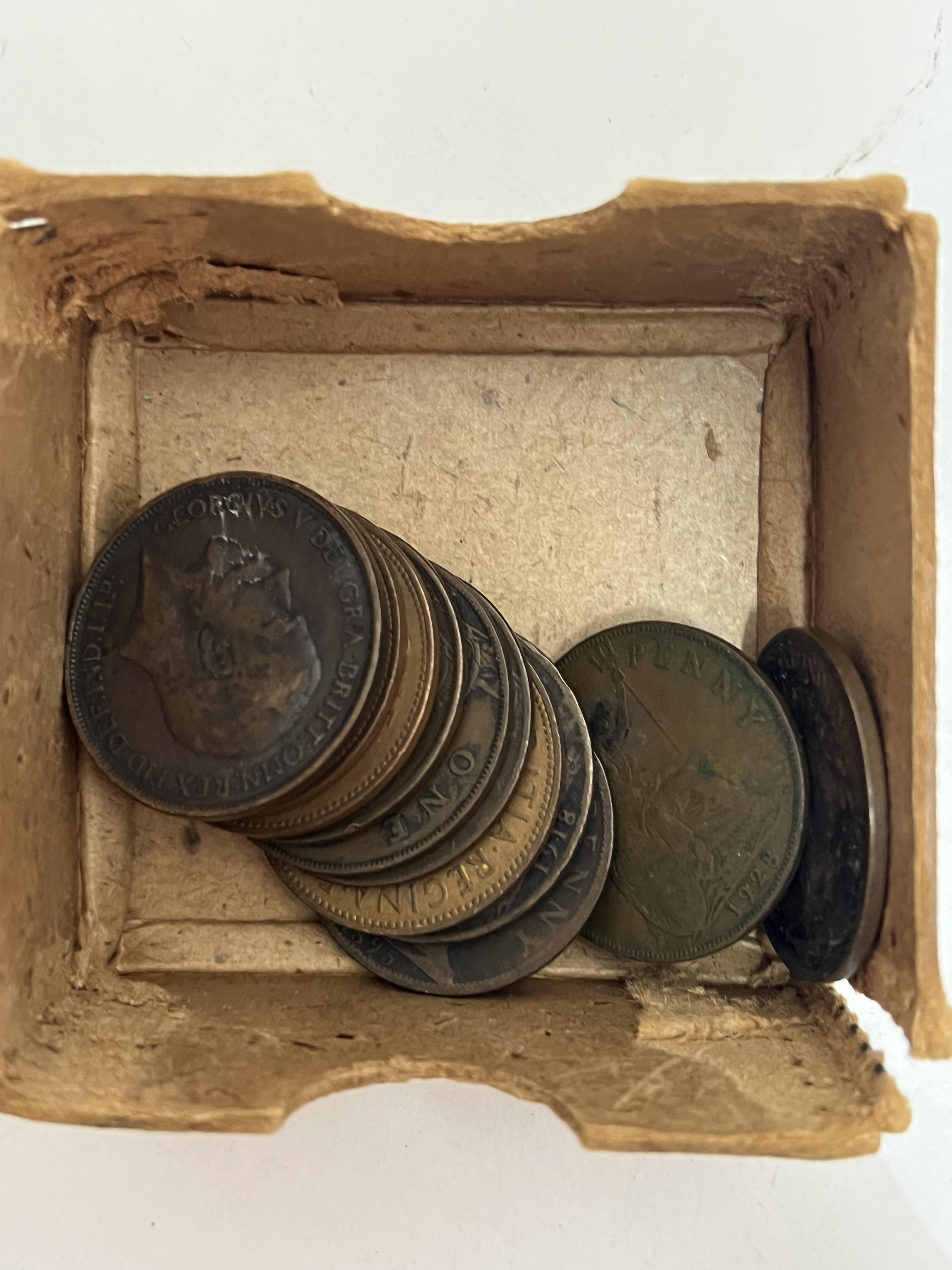 A large group of mixed coins comprising, two boxes/tins of pennies, and a tin of mixed international - Image 2 of 4