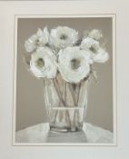 A.Fletcher, Study of white peonies in a vase print, in a glazed mounted frame.(39cmx29cm)