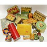 A group of vintage tins comprising a Wilkin Ltd confectionary tin, several smoking/tobacco tins,