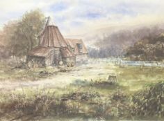 Robert Stevenson (Scottish), Barn/Cottage forest scene, watercolour, signed bottom right in a glazed