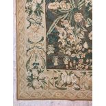 OKA, an embroidered wall hanging tapestry or rug in the French style, the ground decorated with
