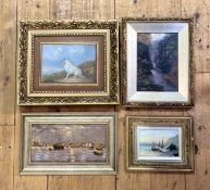 A collection of various works comprising, G.Turner, waterfall forest scene, acrylic on board, in a