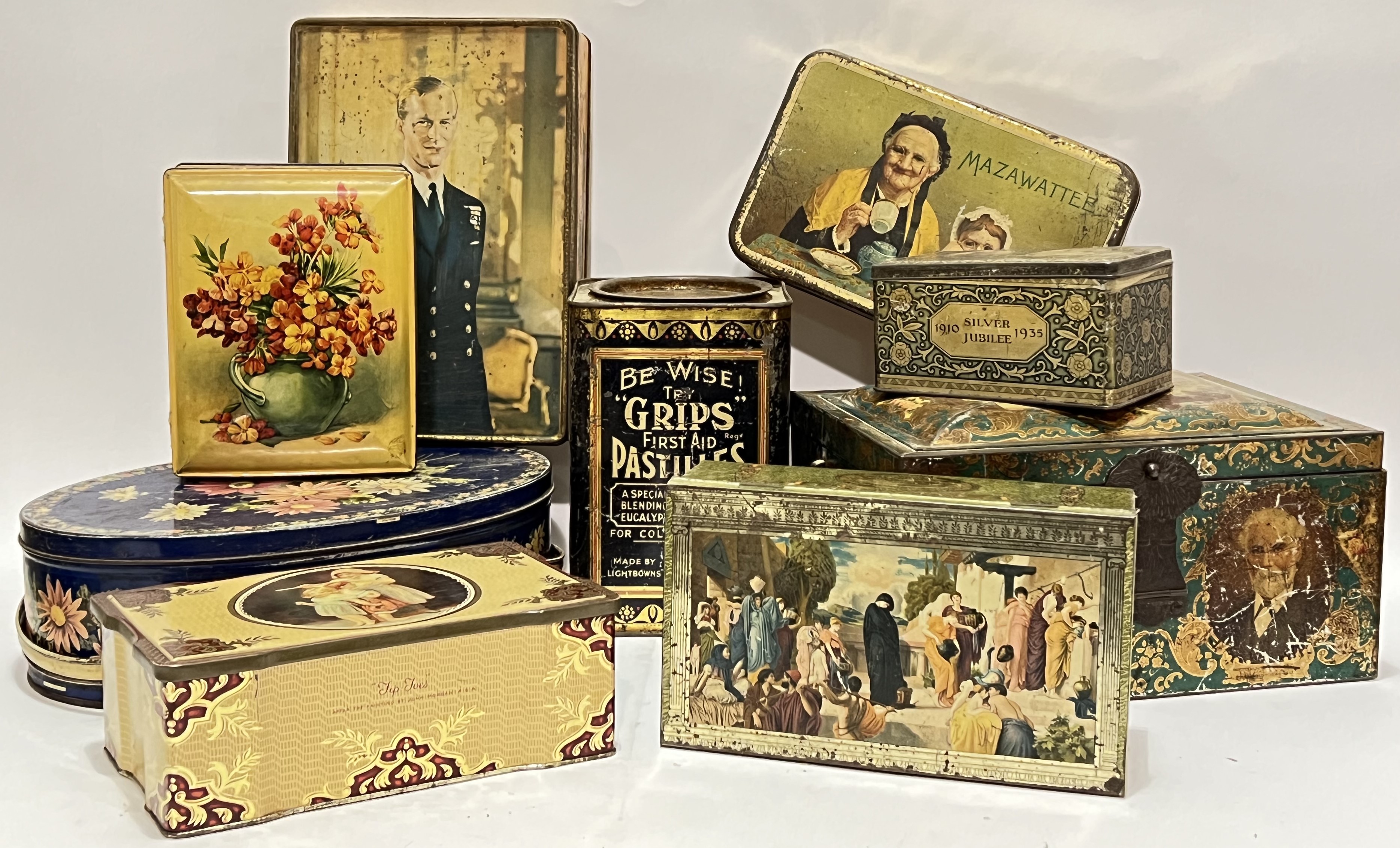 A group of vintage tea and biscuit/confectionary tins comprising a large Cooperative Wholesale