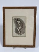 A pen and ink sketch of figure with cloth cap, paper label verso stating " Robert Browning Snr (